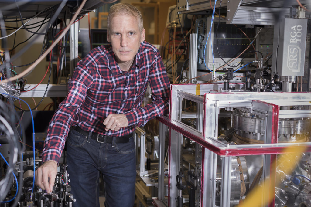 Professor Eric Hessels in his lab. Hessels is the winner of the 2020 CAP Medal for Lifetime Achievement in Physics.