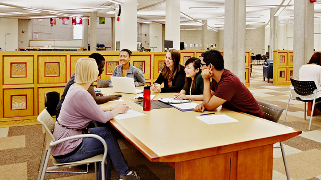 Students in a library