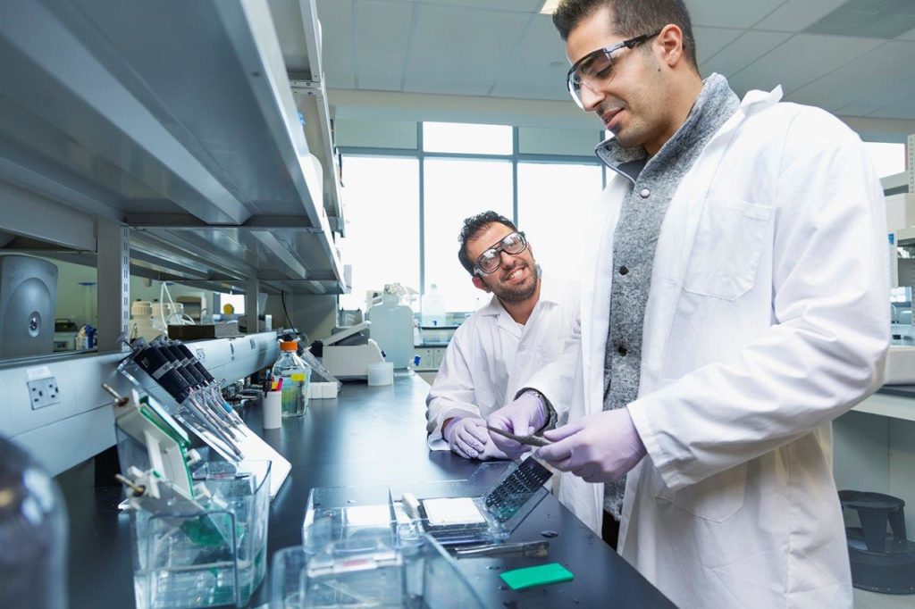 Students in a science lab