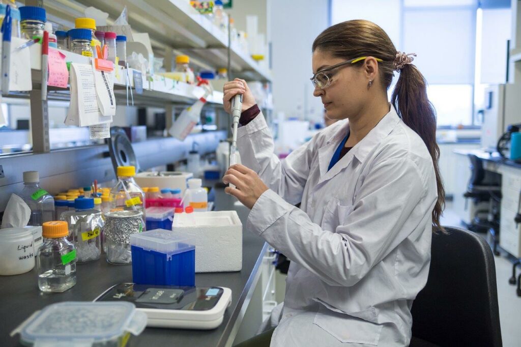 Female student in a science lab