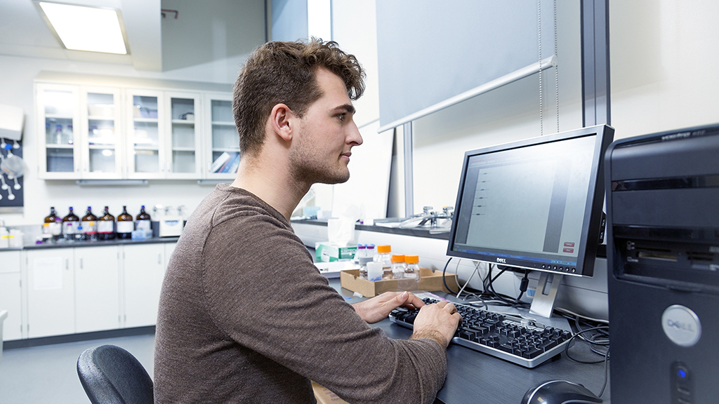 Student on computer