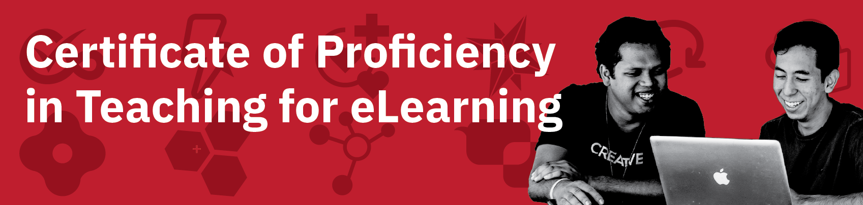 Banner with text reading "Certificate of Proficiency in Teaching for eLearning"