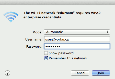 Screenshot of available popup requiring username and password