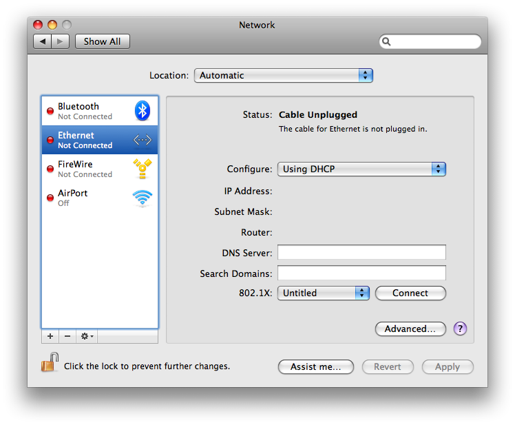 Screenshot of Network Window