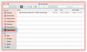 screenshot of clicking the file located in the “Downloads” folder. This will begin your installation