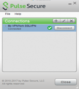 Screenshot of Connected to VPN York