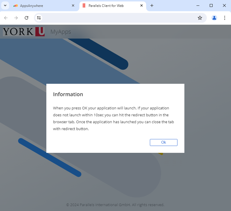 Pop-up information message