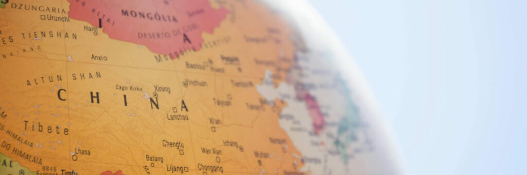 close up of china on a globe BANNER