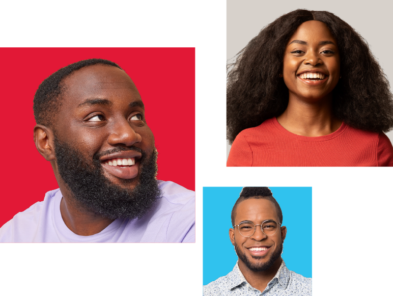 Trois entrepreneures noires dans des carrés multicolores.