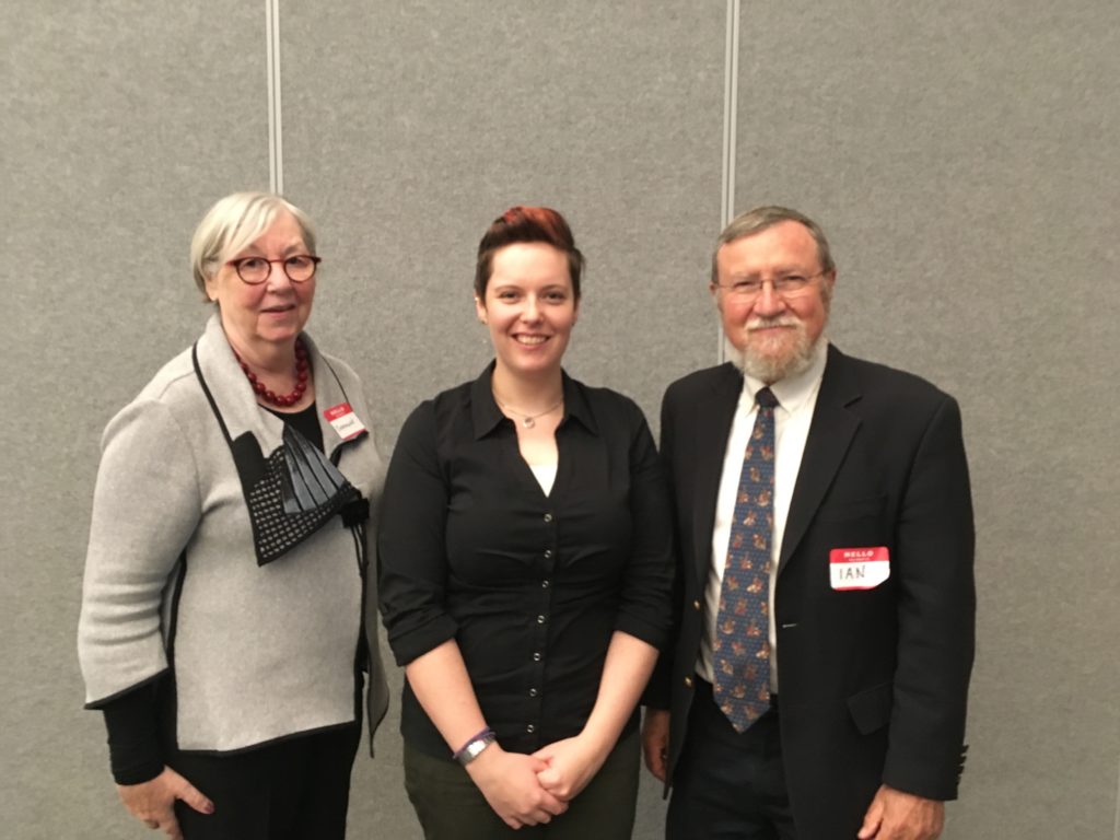 Image of YURA Co-Presidents, Charmaine Courtis and Ian Greene with Kyra Doherty, 2017-2018 recipient of the William W. Small Award, who is a 2nd year biology student in the Faculty of Science.